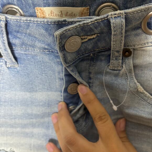 Altar'd State Denim Jean Shorts with Belt Loops High Rise All Button up Size 24 - Picture 6 of 12